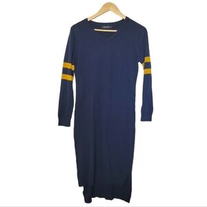 Knit V-Neck Varisty Sweater Dress